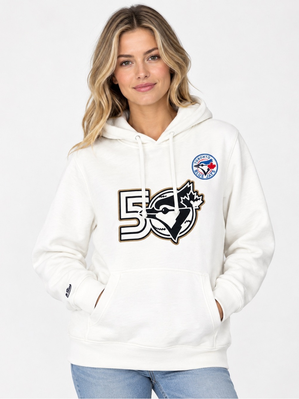 Mitchell & Ness White Toronto Blue Jays 50 Logo Pullover Hoodie